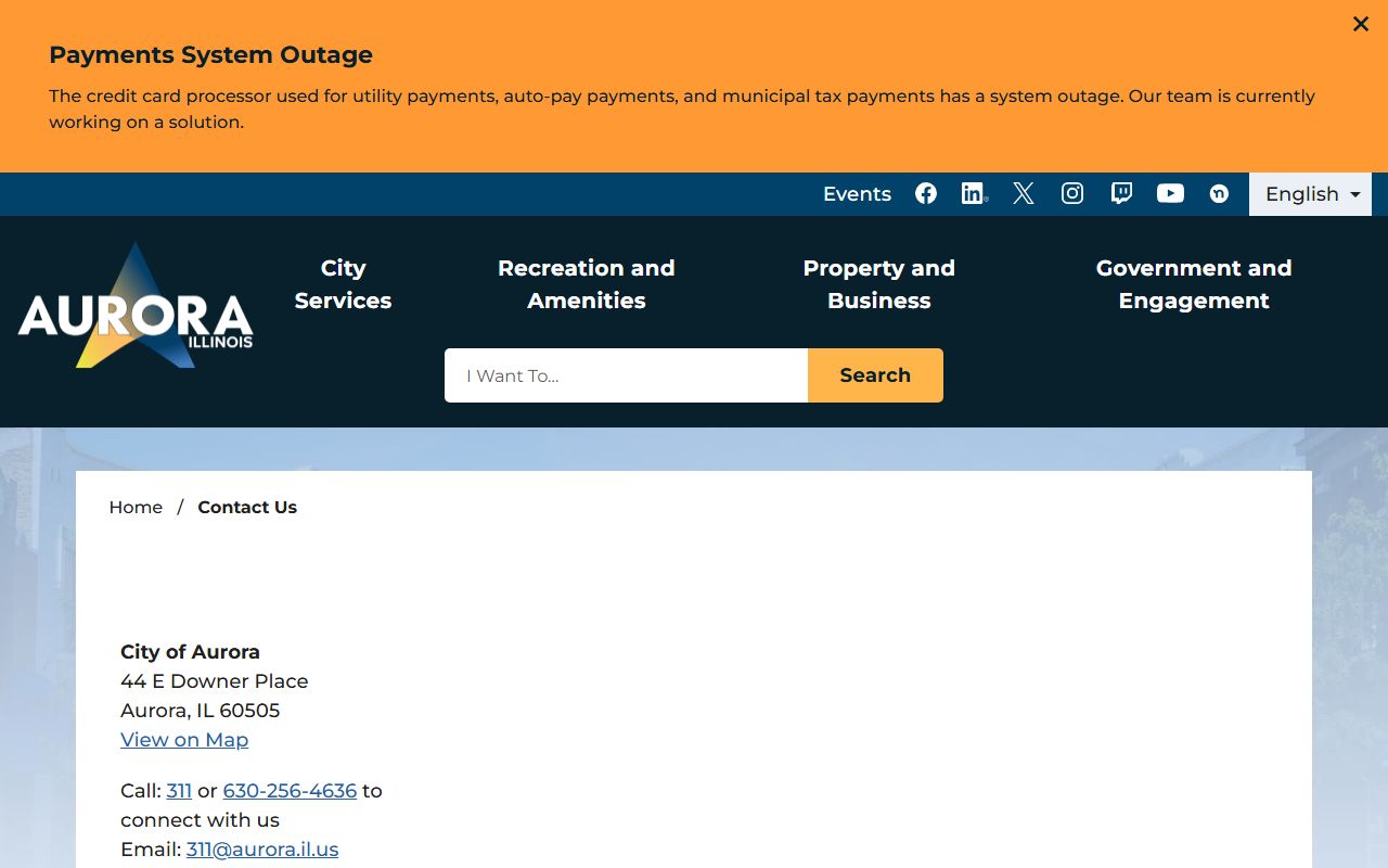 Aurora city contact page phone directory