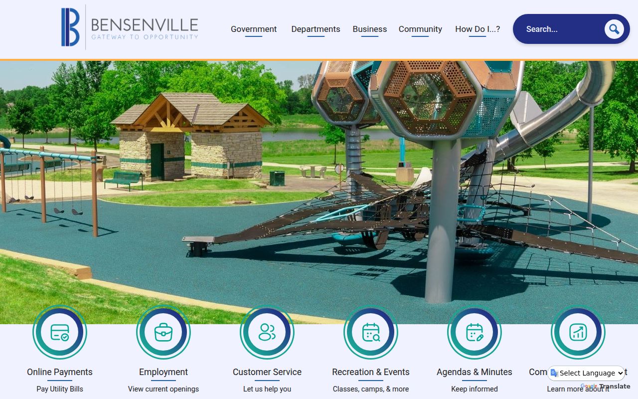 Bensenville village government homepage with phone directory and department links