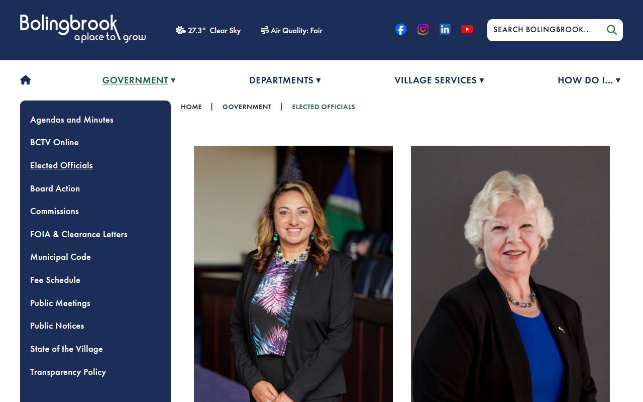 Bolingbrook government departments phone directory