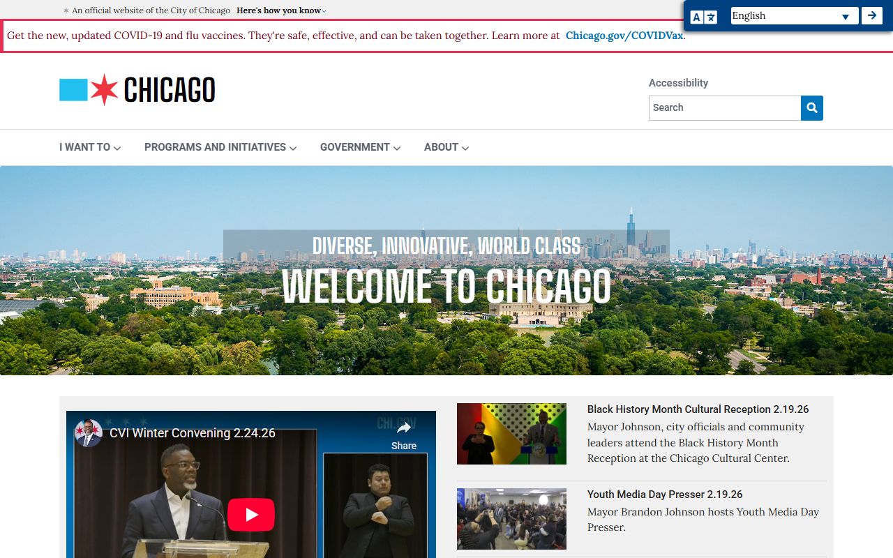 Chicago city government homepage phone directory