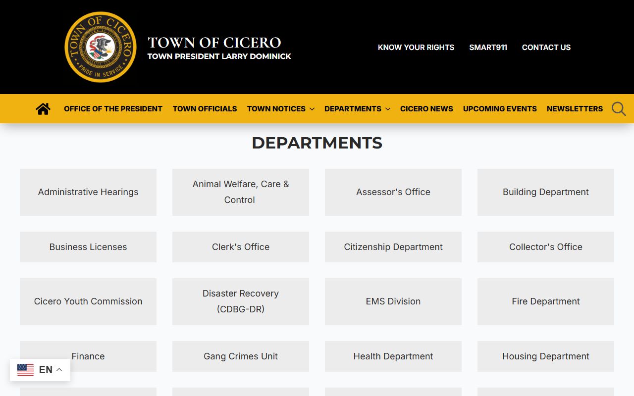 Cicero town departments page phone directory contacts