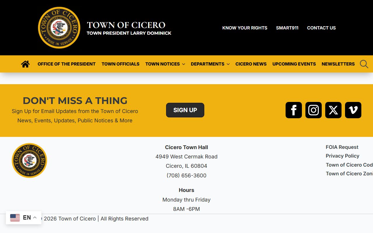 Cicero FOIA requests page for phone directory records