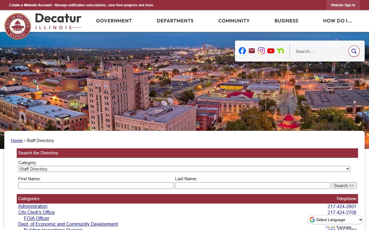 Decatur city online staff directory phone directory