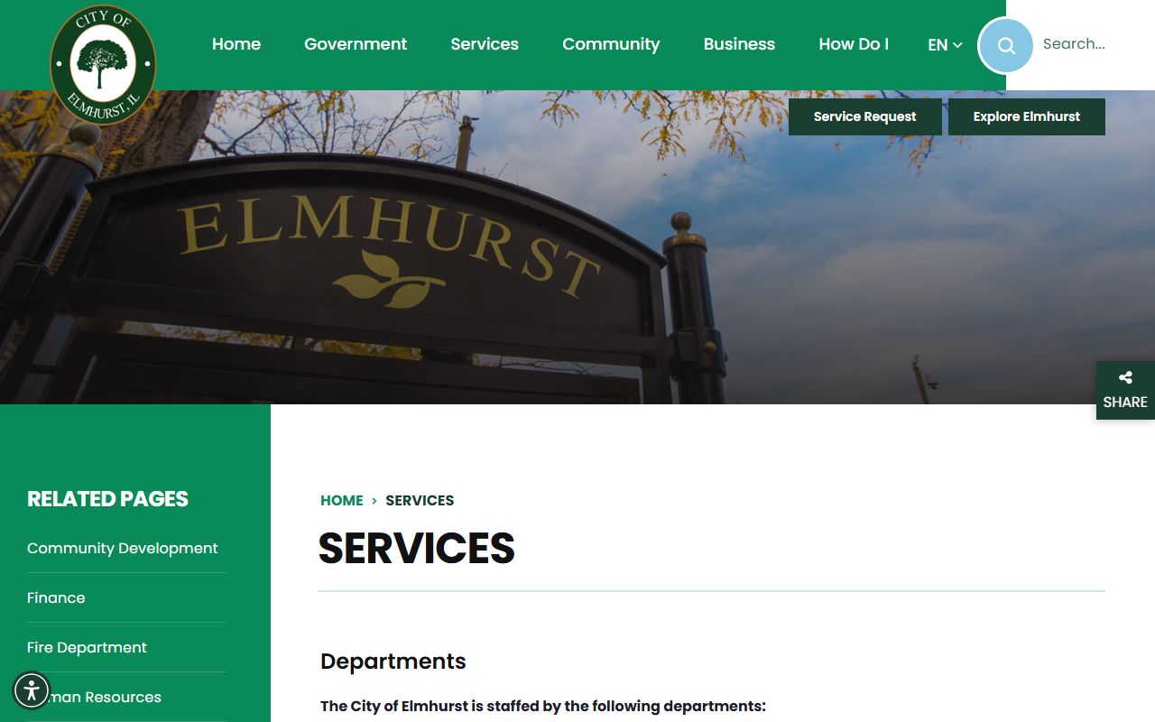 Elmhurst city services phone directory page