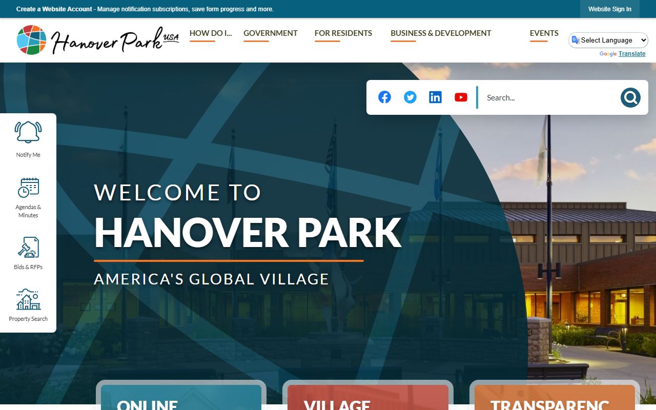Hanover Park village homepage phone directory