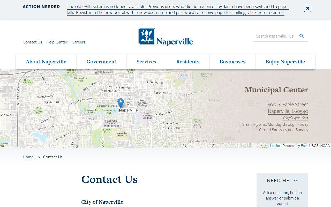Naperville contact page phone directory