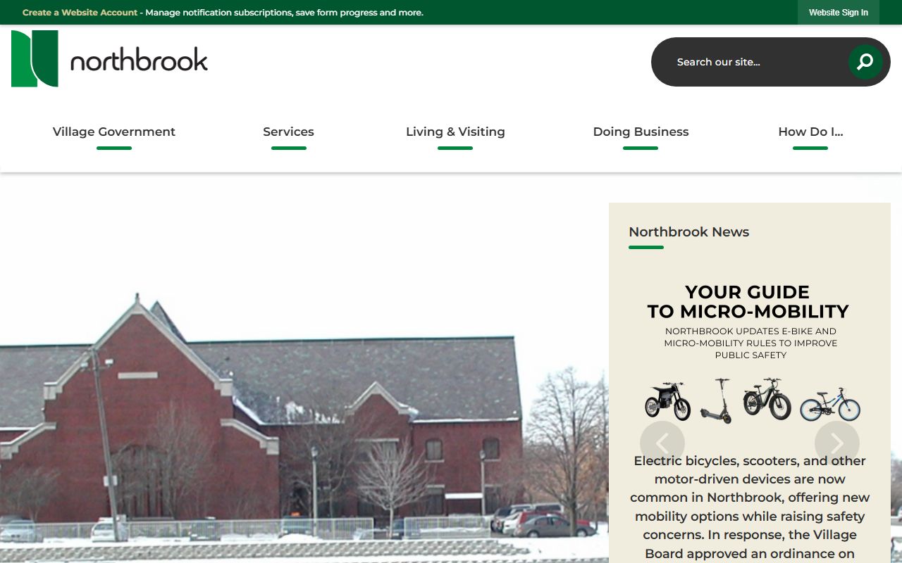 Northbrook village government homepage phone directory