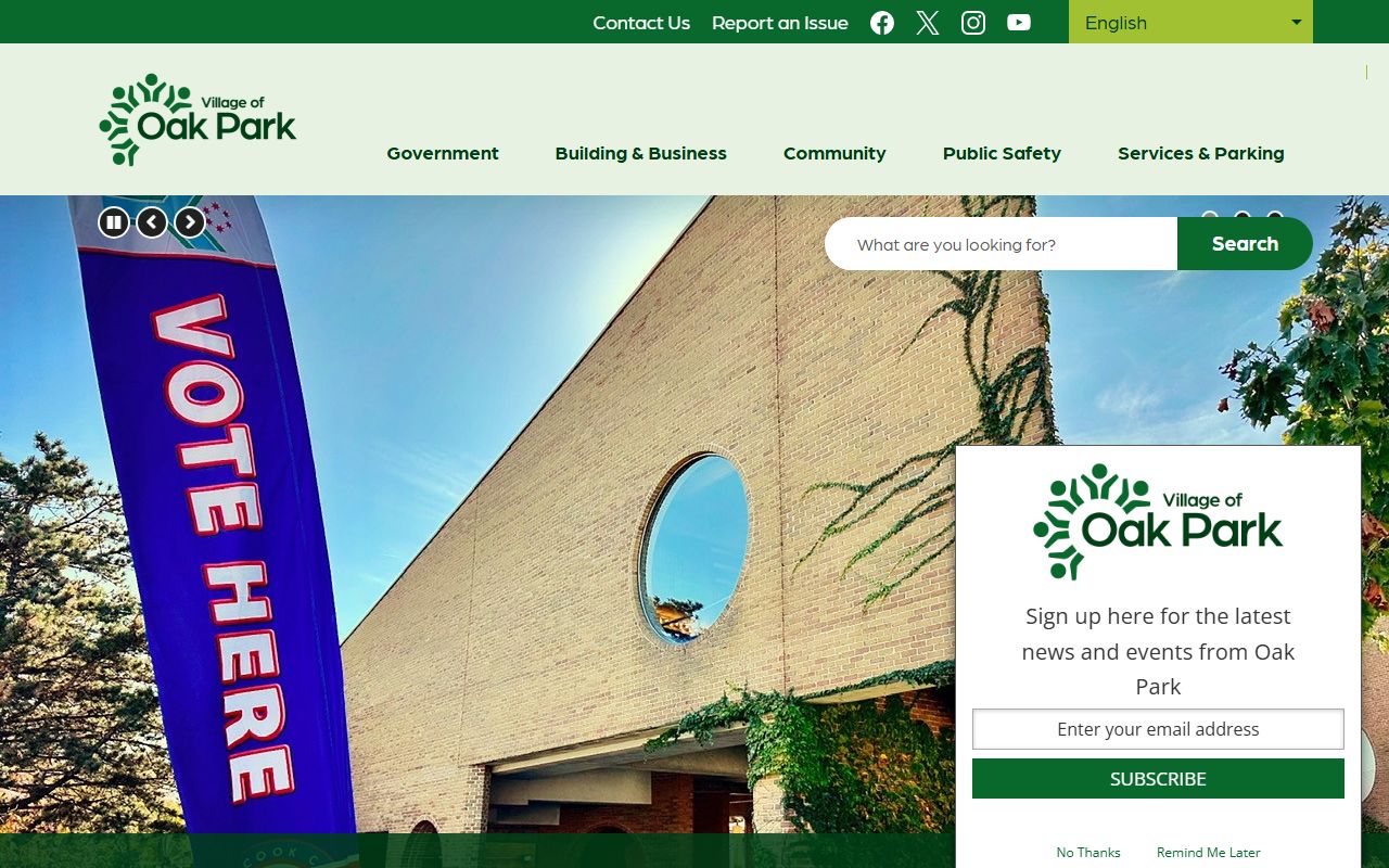 Oak Park village government homepage phone directory