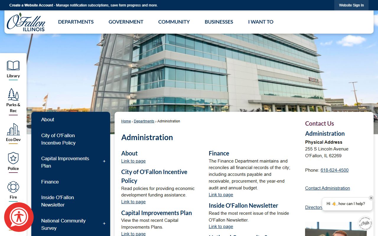 O'Fallon administration office phone directory