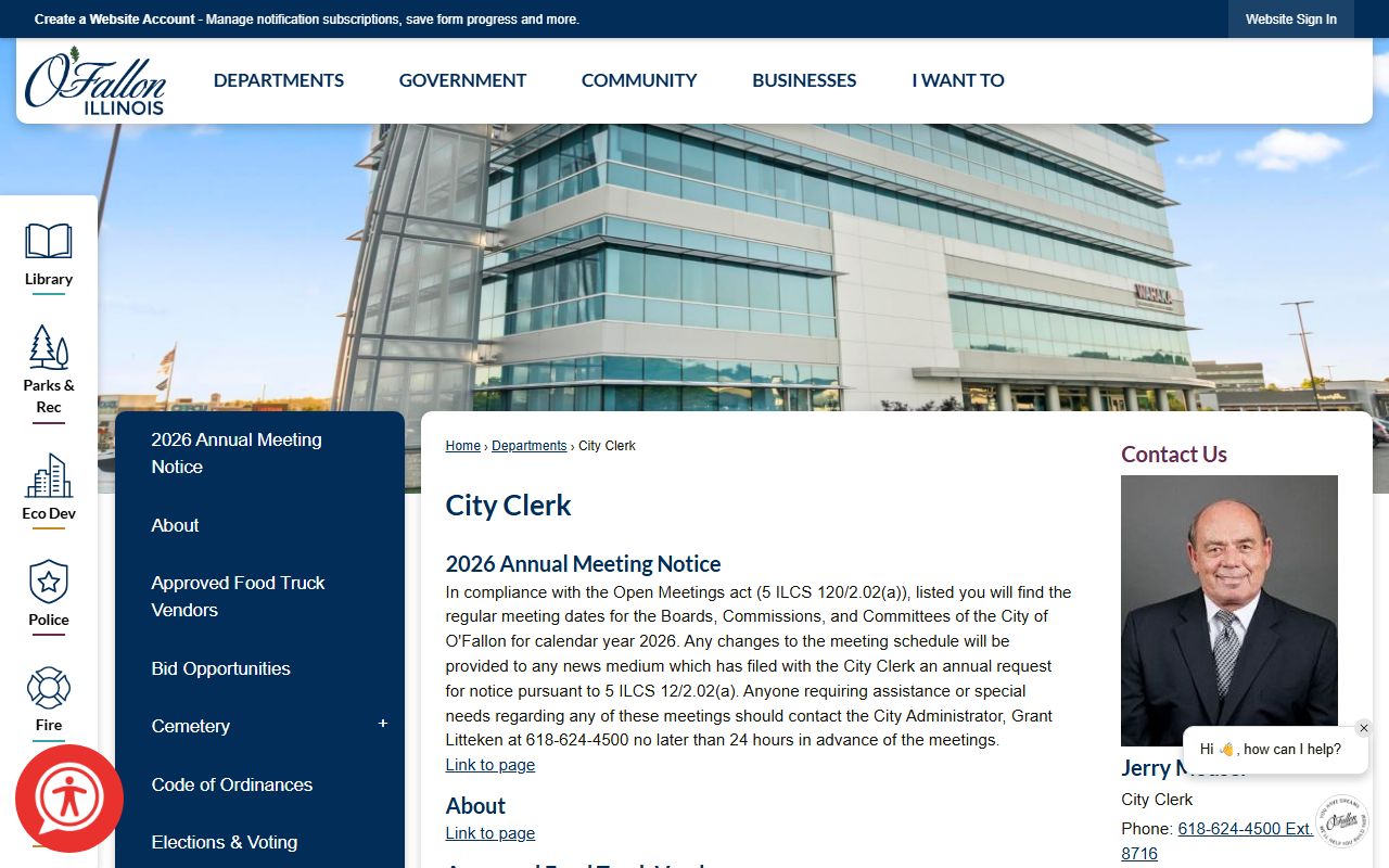 O'Fallon city clerk office phone directory