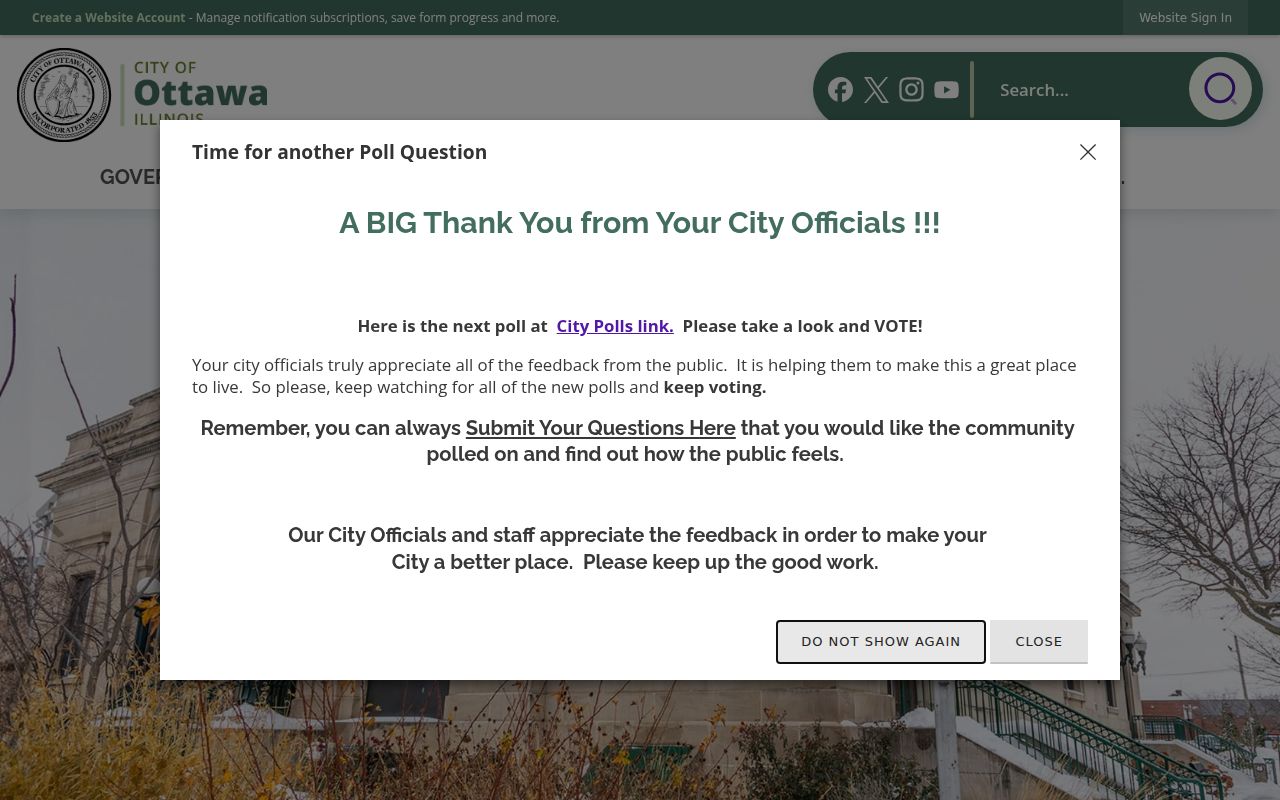 Ottawa city government homepage with phone directory and department links