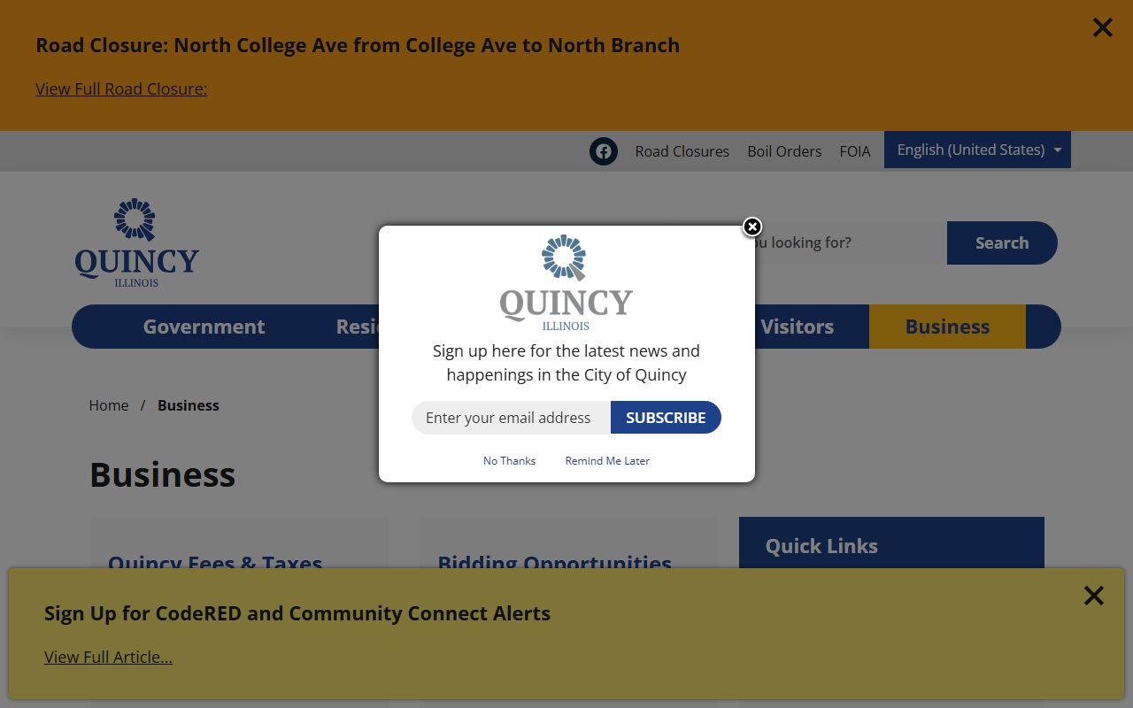 Quincy city services page phone directory