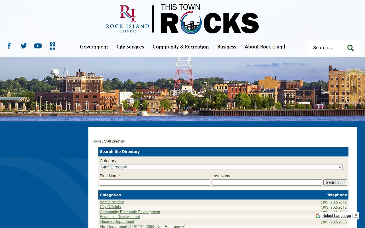Rock Island city staff directory phone numbers