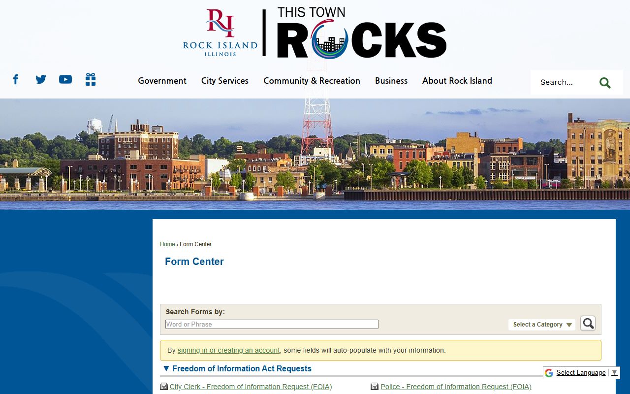 Rock Island FOIA request form for phone directory records
