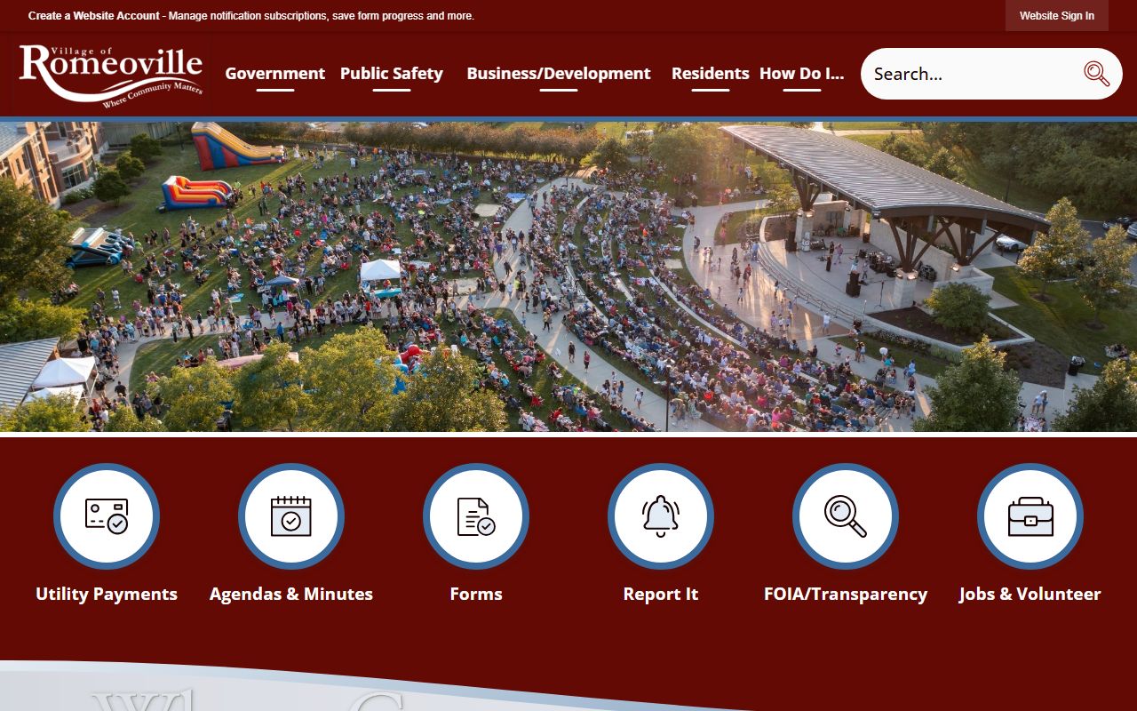 Romeoville village government homepage phone directory