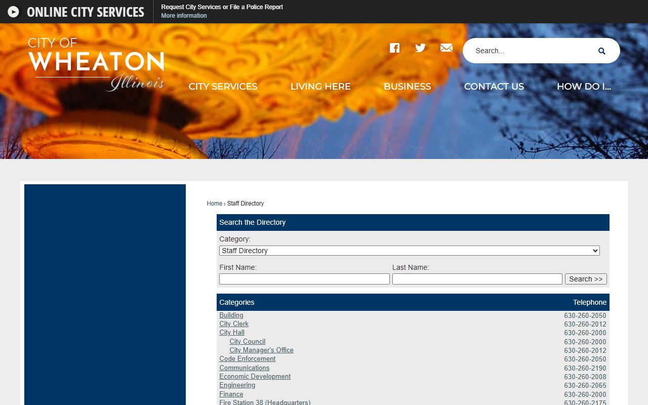 Wheaton city staff directory phone numbers