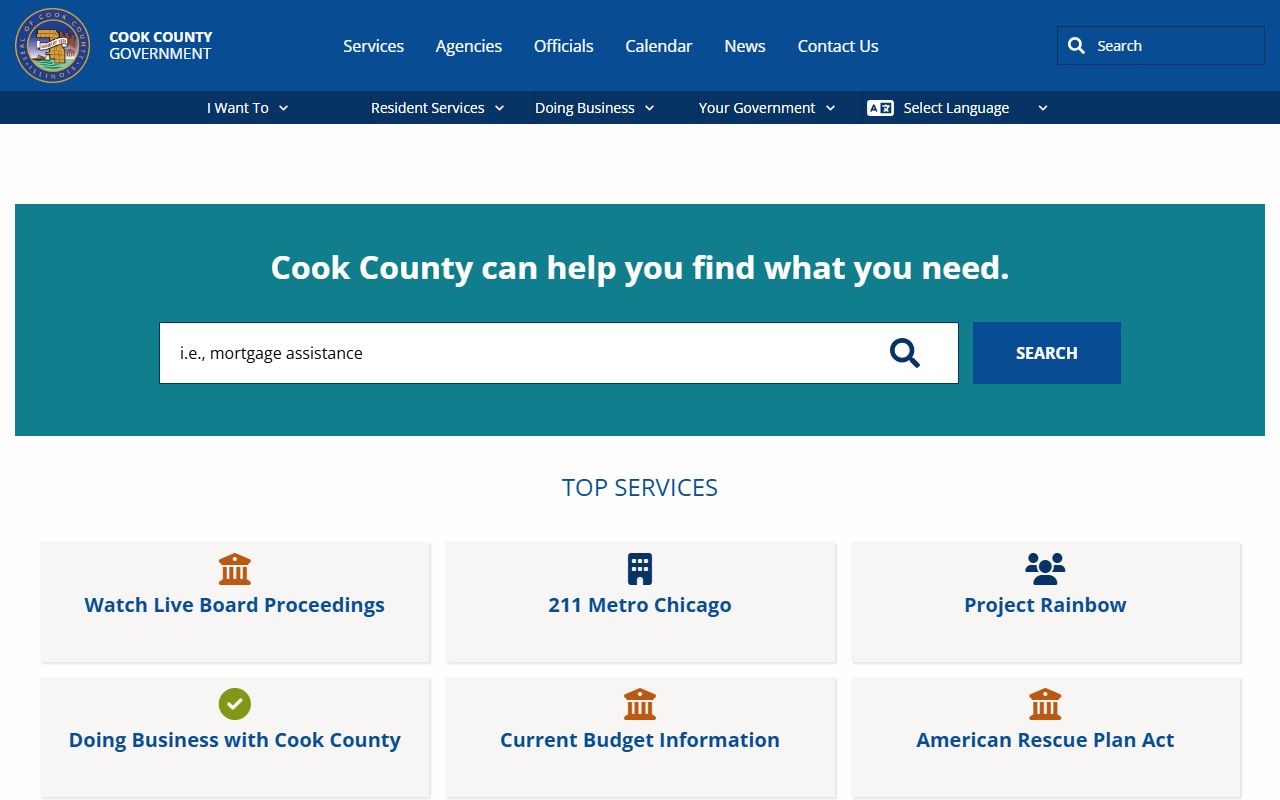 Cook County homepage phone directory