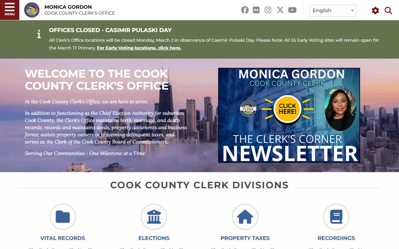 Cook County Clerk phone directory website