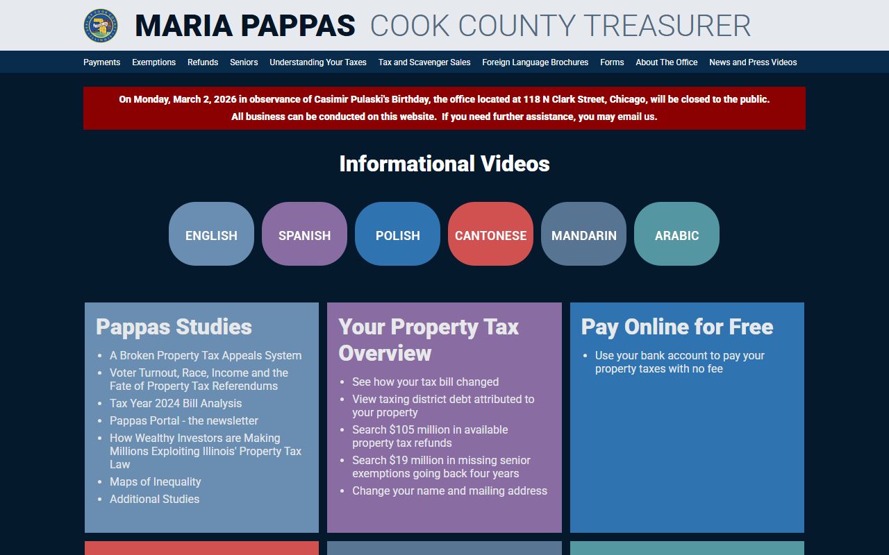 Cook County Treasurer phone directory website
