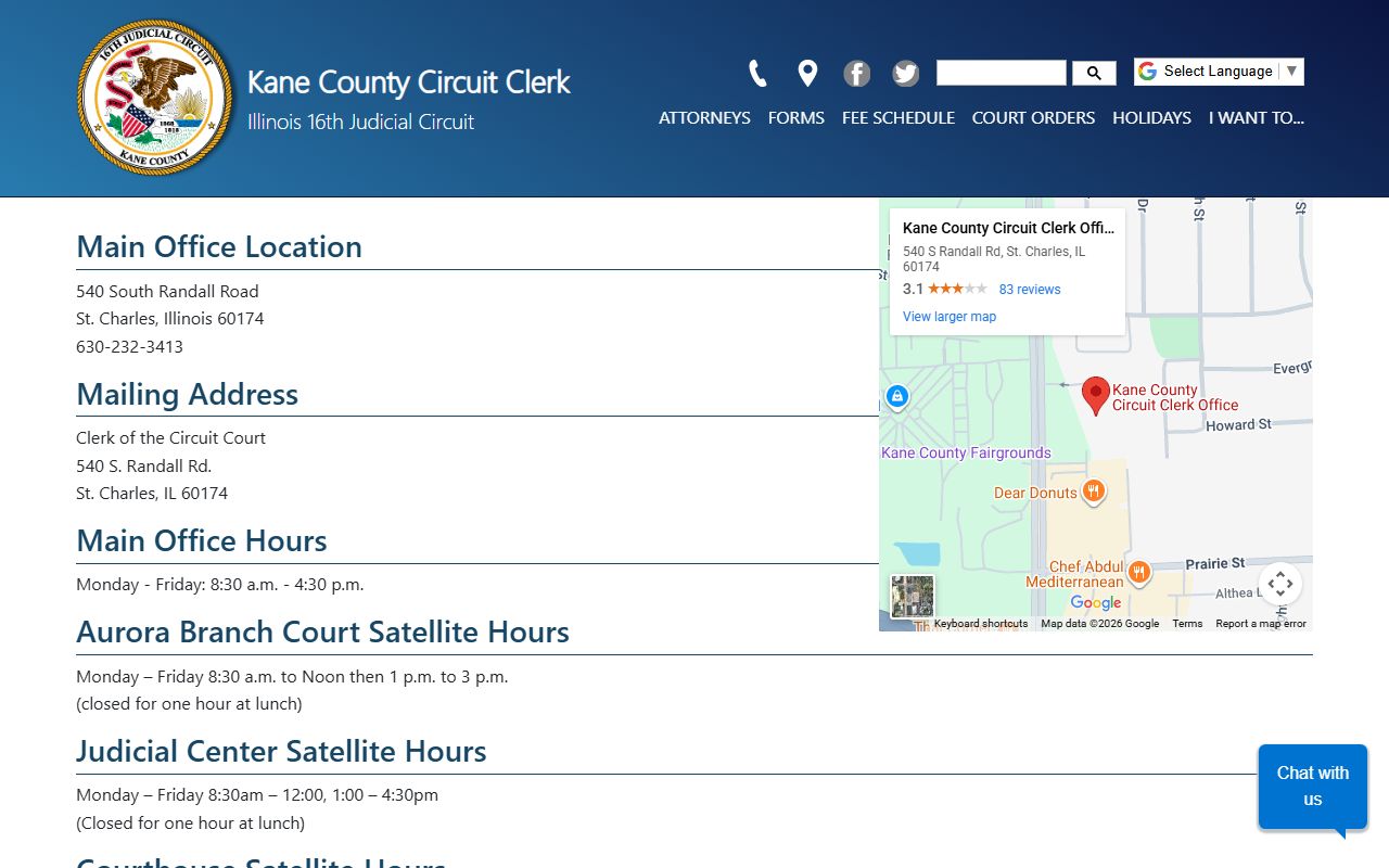Kane County Circuit Clerk contact phone directory