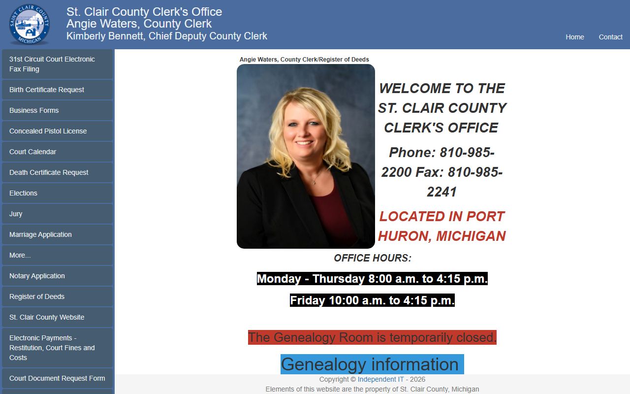 St. Clair County Clerk phone directory website