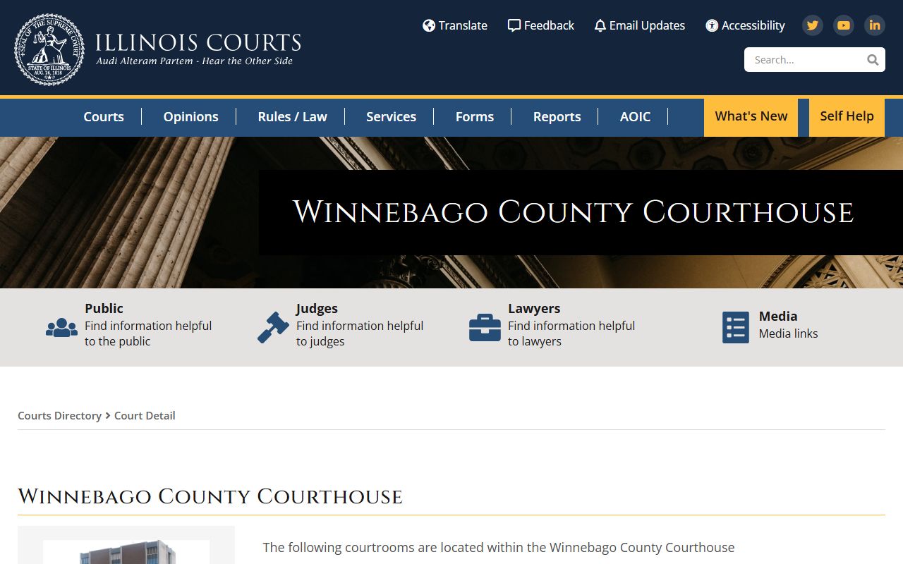 Winnebago County courthouse court phone directory