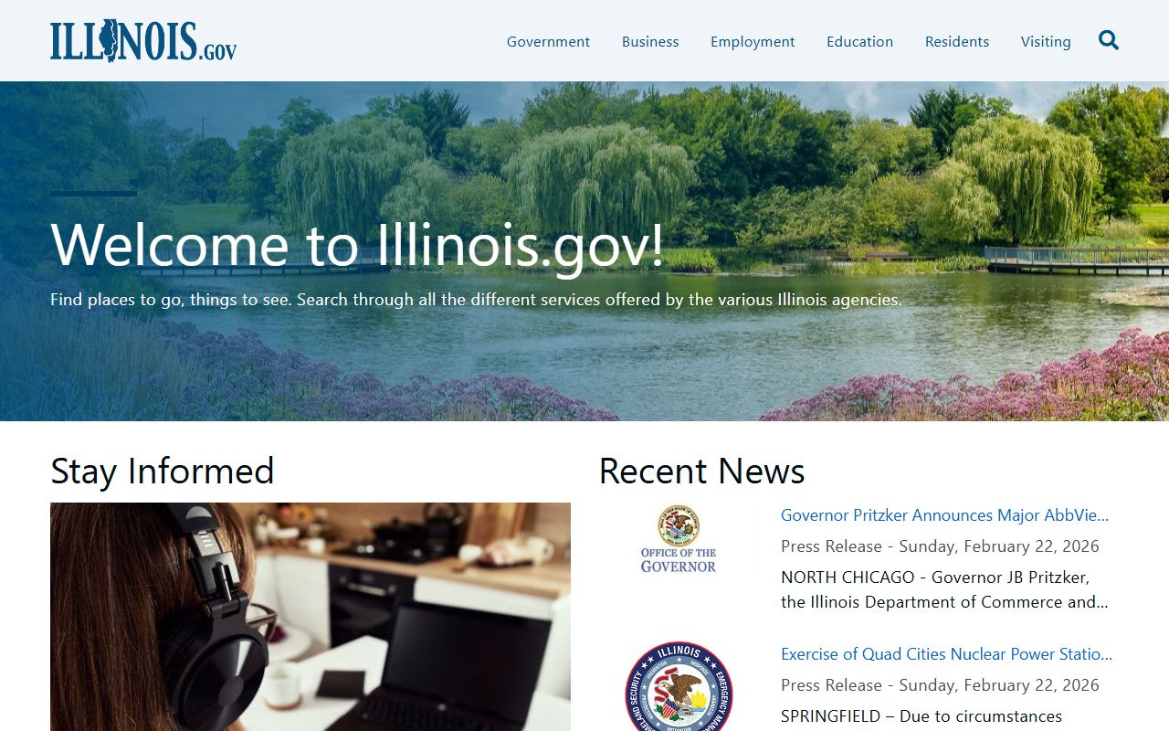Illinois state government homepage phone directory